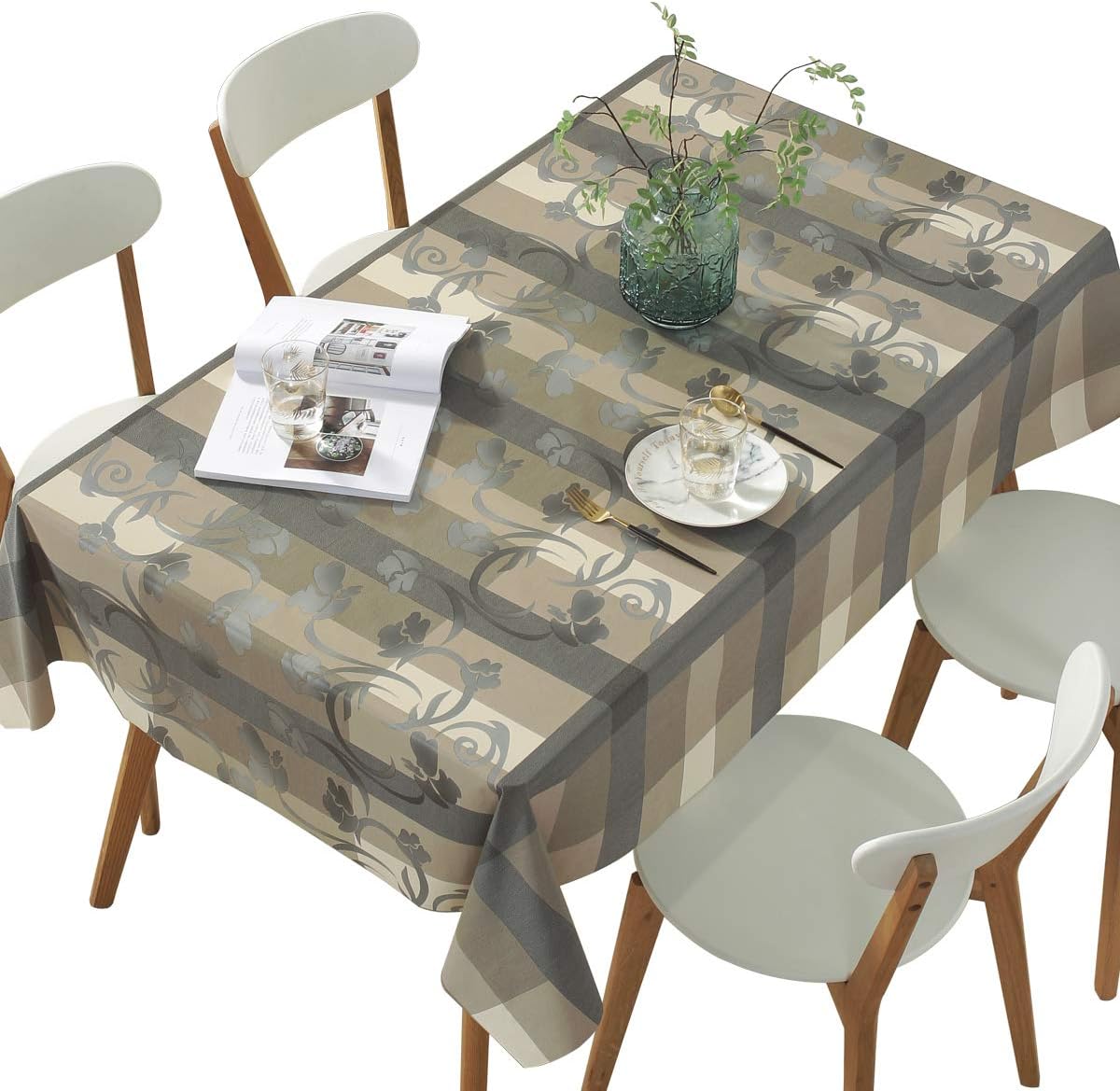 DUOFIRE Vinyl Tablecloth Checkered Table Cloth Rectangle Heavy Weight Oilcloth Tablecloths Oil-Proof Spill-Proof Vinyl Rectangle Tablecloth Wipeable Table Cover for Outdoor and Indoor Use(54x54Inch)