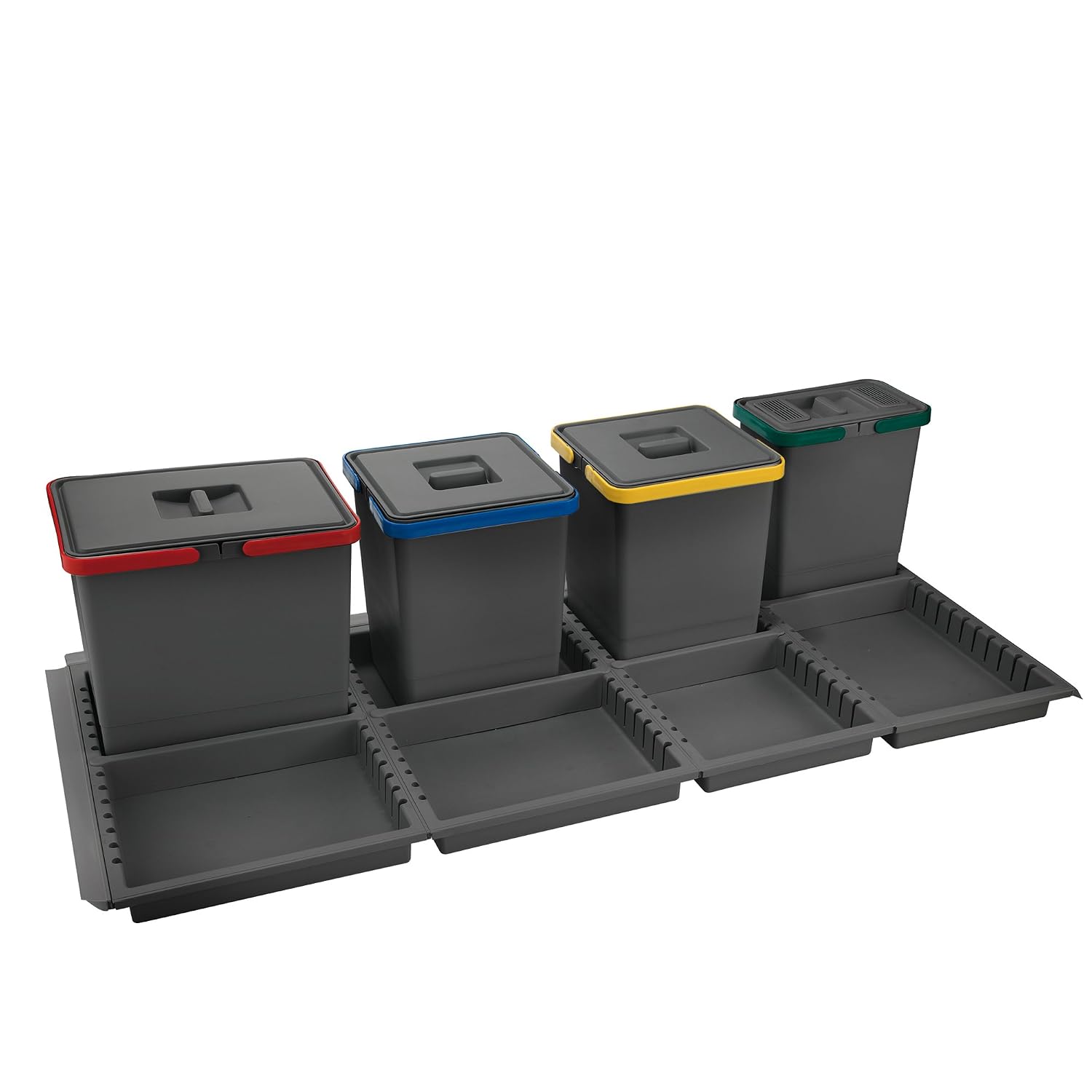 Poubelle De Tri Sélectif Tiroir Elletipi Metropolis 4x15L - Système 4 Bacs Avec Couvercle Anti-Odeurs, Pour Cuisine Encastrée
