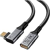 right angle type c extension 3.3FT/1M for Thunderbolt 4 Extension Cable high Speed 40Gbps Data Transfer, 8k/4k@60hz video,240w Fast Charging,male to female usb-c high speed 90 degree extension cable.