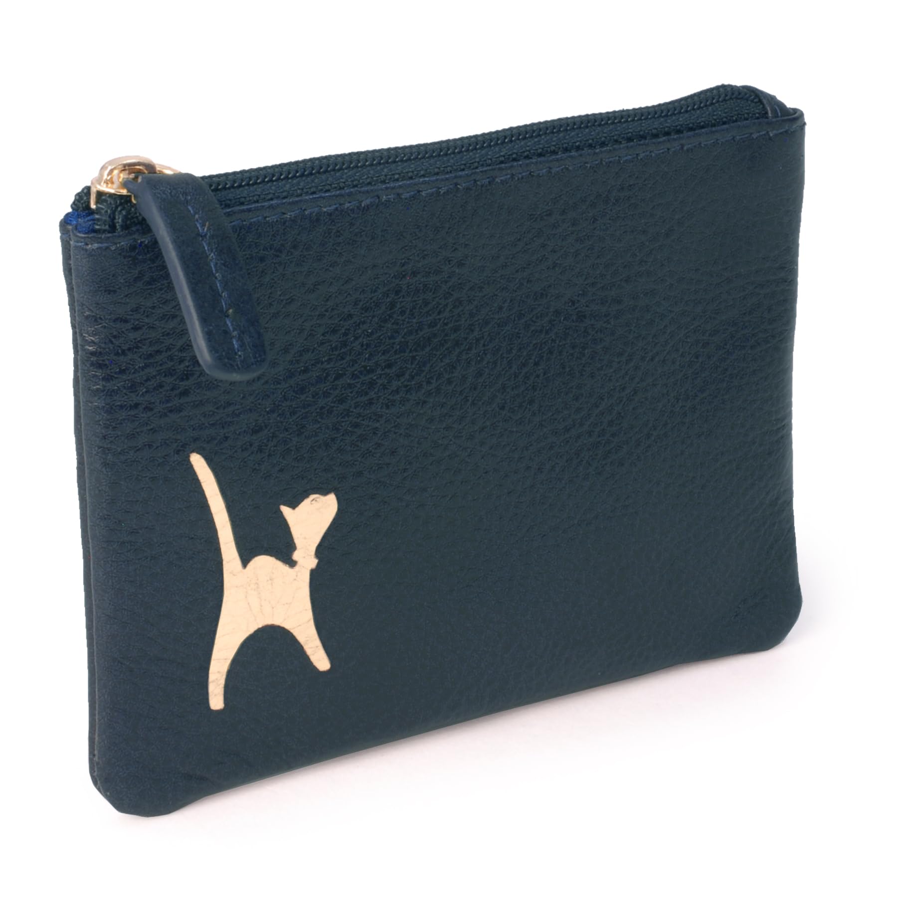 Catwalk Collection Handbags - Ladies Small Leather Coin Purse - Zip Pouch with Credit Card and Coin Pocket - RFID - Gift Boxed - Mimi - Blue Gold
