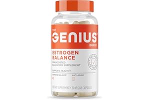 THE GENIUS BRAND Genius Estrogen Balance, Dim Supplement - Blocker for Men & Women - Hormones, Hormonal Acne & Menopause - Aromatase Inhibitor with Grape Seed Extract & BioPerine - 30 Capsules