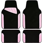 CAR PASS Jelly Waterproof Universal Fit Car Floor Mats, Girly Car Carpet Mats with Anti-Slip Nibbs Backing & Driver Heel Pad Fit for SUV, Vans, sedans, Cute car mats of 4pcs for Women (Pink)