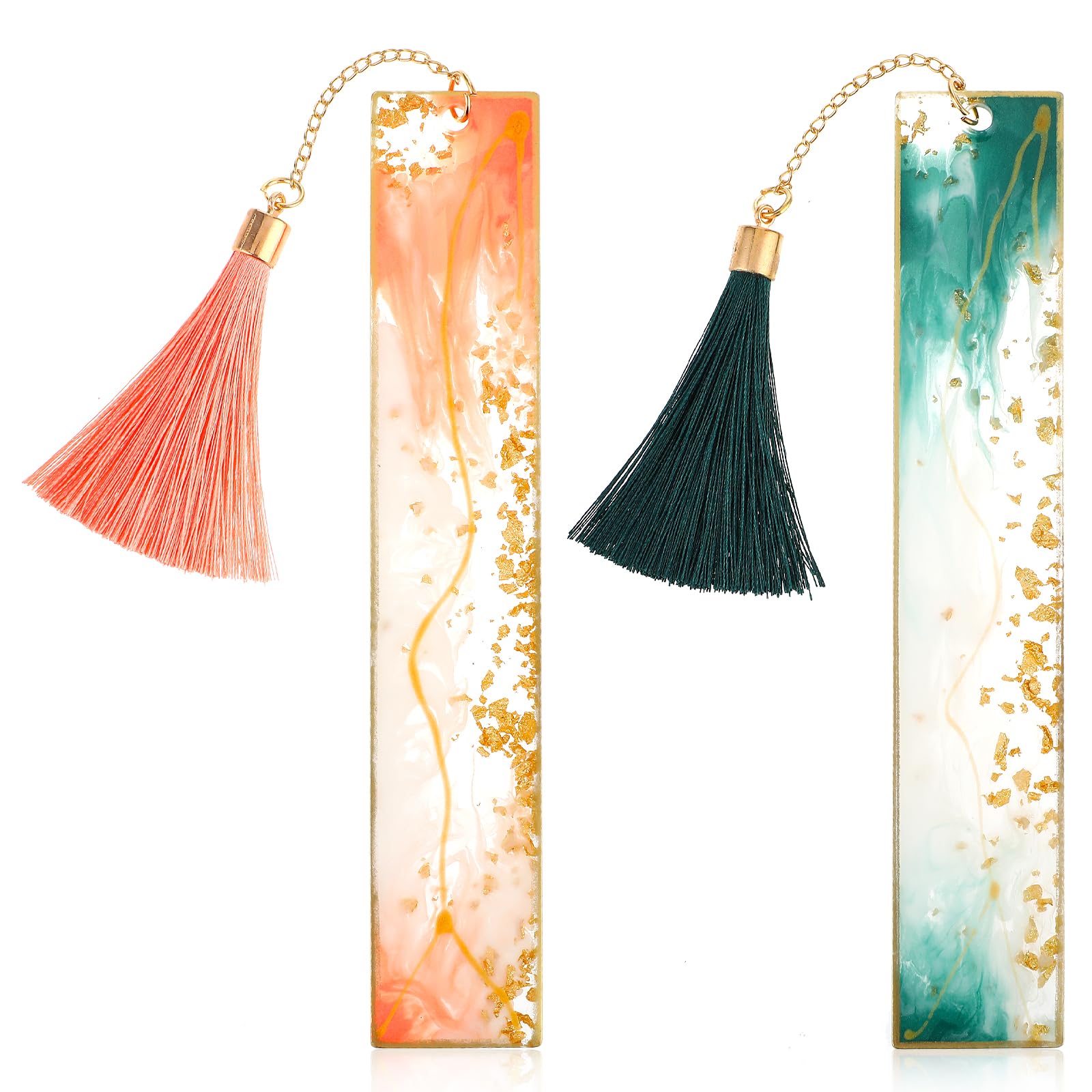 TIESOME Book Bookmarks for Women, 2pcs Dried Flower Resin Transparent Floral Bookmarks with Colorful Silk Tassels, Gifts for Women Girls Children's Book Lovers
