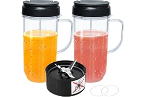 22oz Cups and Blade Compatible with Magic Bullet Blender, Tall 22oz Cup with Flip Top to-Go Lid Replacement Parts Compatible 