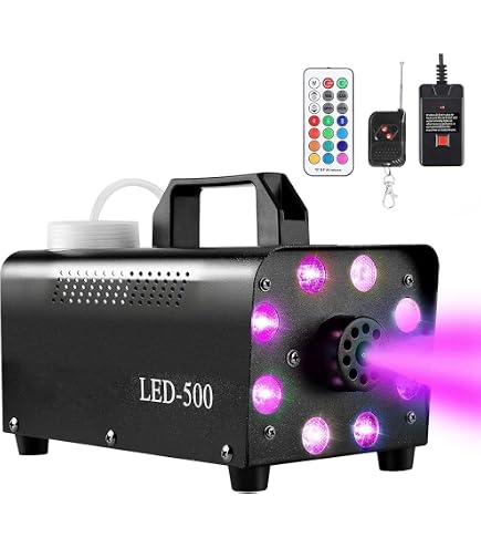 1200W Smoke Fog Machine With 6 LED Party Lights & Remote - DJ Stage Fogger Effect, RGB
