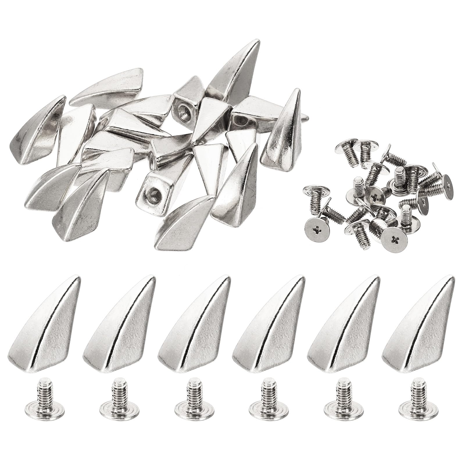 PATIKIL 16mm Studs for Clothing, 50 Sets Studs and Spikes Leather Rivets Cone Spikes Metal Screw Studs for Clothing Leather Crafts Fabric Shoes Punk Bag Leathercraft, 11x16mm, Silver Tone