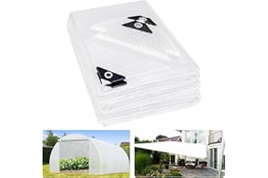 ANGAR 16 Mil Heavy Duty Clear Greenhouse Tarp, 16x20FT Waterproof Clear Tarps with Grommets, UV Resistant Greenhouse Replacement Poly Cover, for Gardening, Farming, Chicken Coops, Canopy,Outdoor