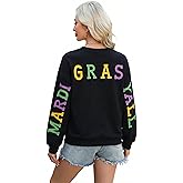 LUKYCILD Mardi Gras Sweatshirt for Women: Mardi Gras Yall Letter Print Sweatshirts New Orleans Outfits Holiday Tee Tops