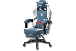 Vigosit Gaming Chair with with Pocket Spring Cushion, Fabric Gamer Chair with Footrest and Lumbar Support Pillow, Computer Game Chairs for Adults, Big and Tall Office Chair Gaming 300LBS (Blue)