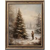 Vintage Christmas Wall Art, Cozy Country Farmhouse Art Print, Santa Claus Winter Forest Pine Print Christmas Decor Cottage Holiday Decor Living Room (Christmas Tree Print Unframed, 11x14 inches)