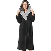 DAVID ARCHY Plush Robes for Women Warm Thick Fleece Fluffy Luxury Cozy Soft Hooded Bathrobe Winter House Full Length