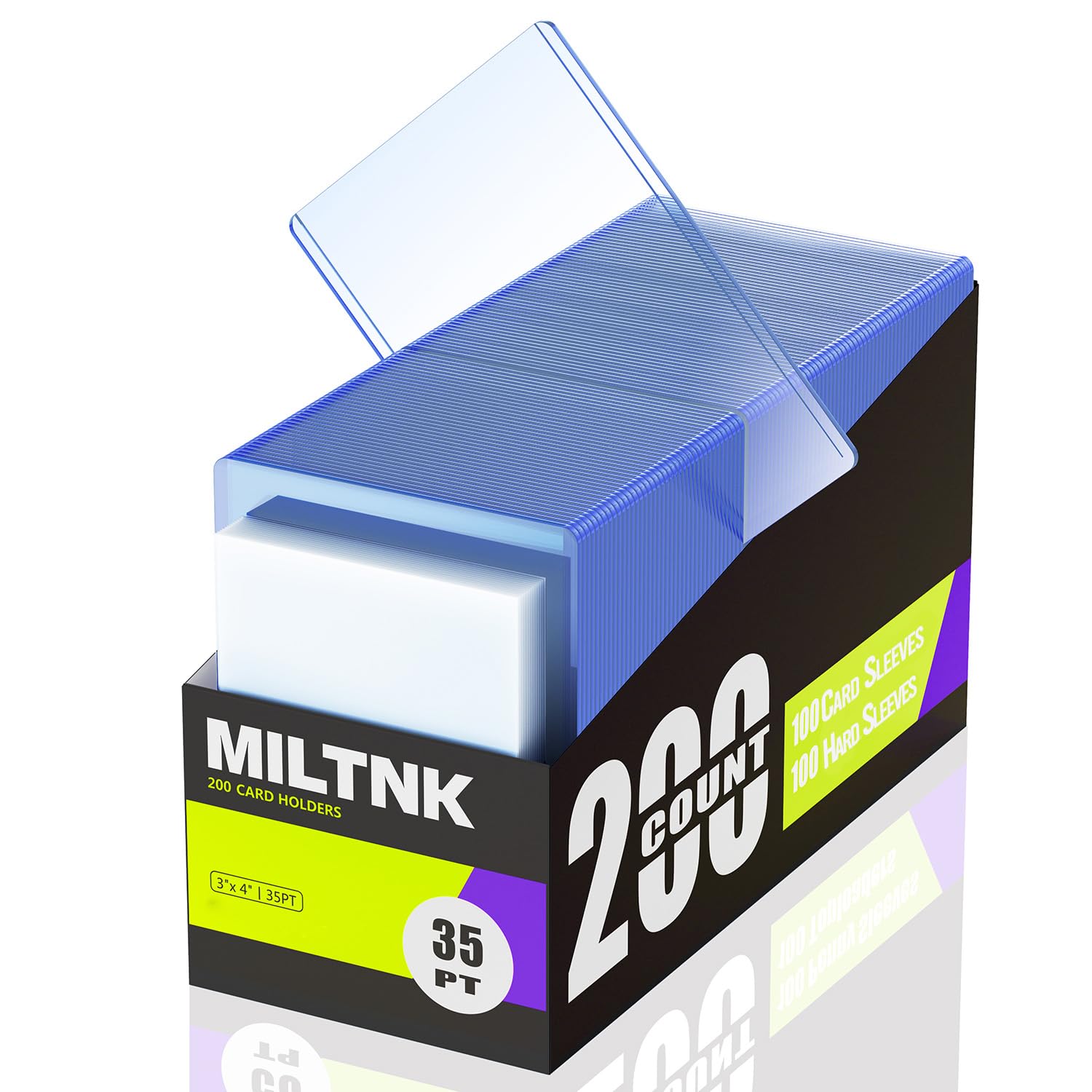 Photo 1 of 200 Pack Hard Card Sleeves, Plastic Card Sleeves, Baseball Sports Trading PKM Cards Holder Protectors (100 Hard Sleeve + 100 Soft Sleeve)