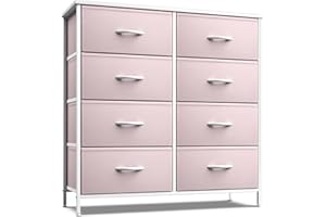 Sorbus Kids Dresser with 8 Drawers - Storage Unit Organizer Chest for Clothes - Bedroom, Kids Room, Nursery, & Closet (Pink, 31.5 x 12 x 32-8 Drawer)