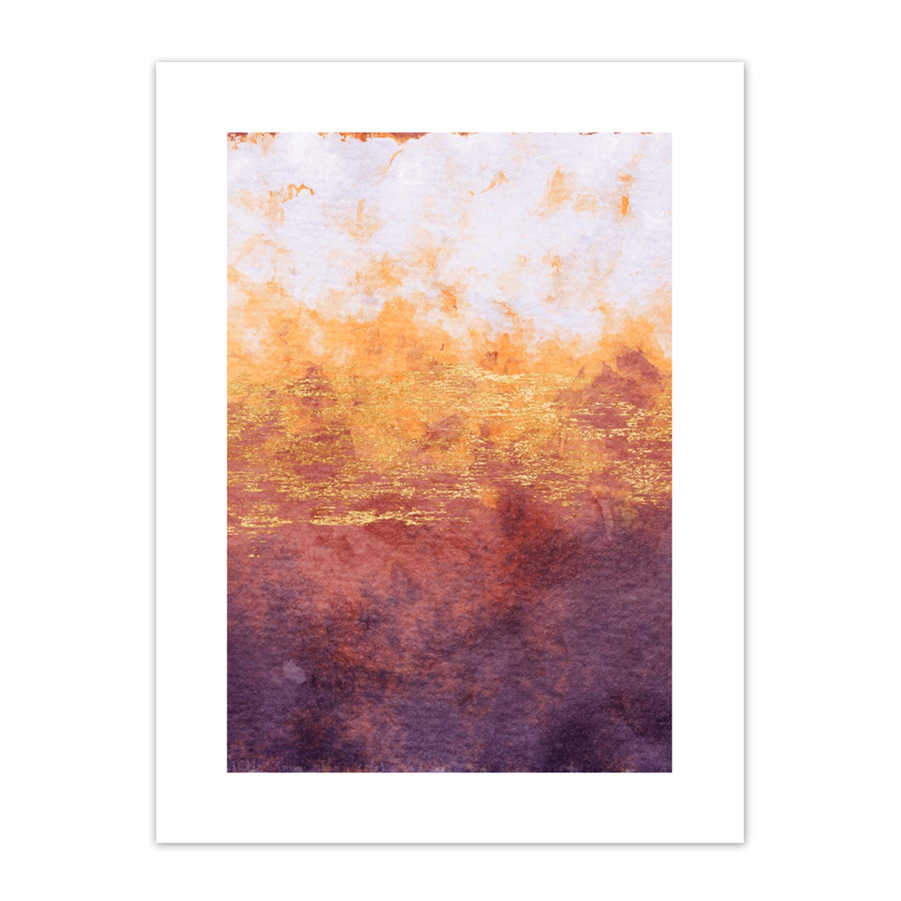 Wee Blue Coo Abstract Purple Yellow Gold Watercolour Art Print Canvas Premium Wall Decor Poster