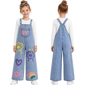 OLMRJKD Toddler Girl Fall Clothes Long Sleeve Denim Overall Jumpsuit with Top Girls Spring Outfits Set