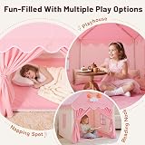 Wilwolfer Princess Play Tent for Kids Indoor Beige Pink 77x113x115 cm view 5