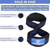AQF Figure 8 Weight Lifting Straps with Neoprene Padding Black Blue view 2