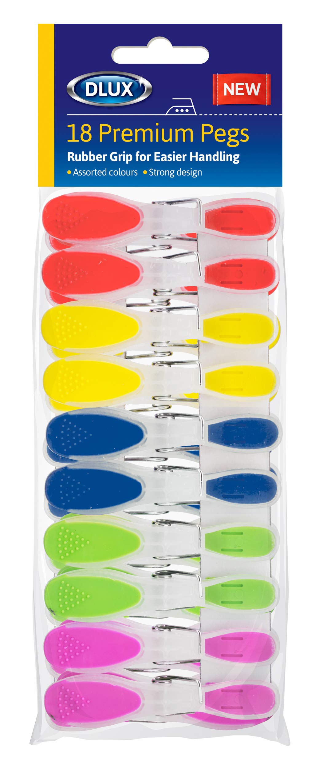DLux 36 Premium Clothes Pegs Rubber Grip Assorted Colours