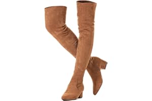 N.N.G Women Over the Knee Boots Low Heel Winter Block Suede Thigh High Chunky OTK Long Comfort
