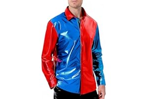 Funny World Men Sequin Shirt 70s Disco Costume