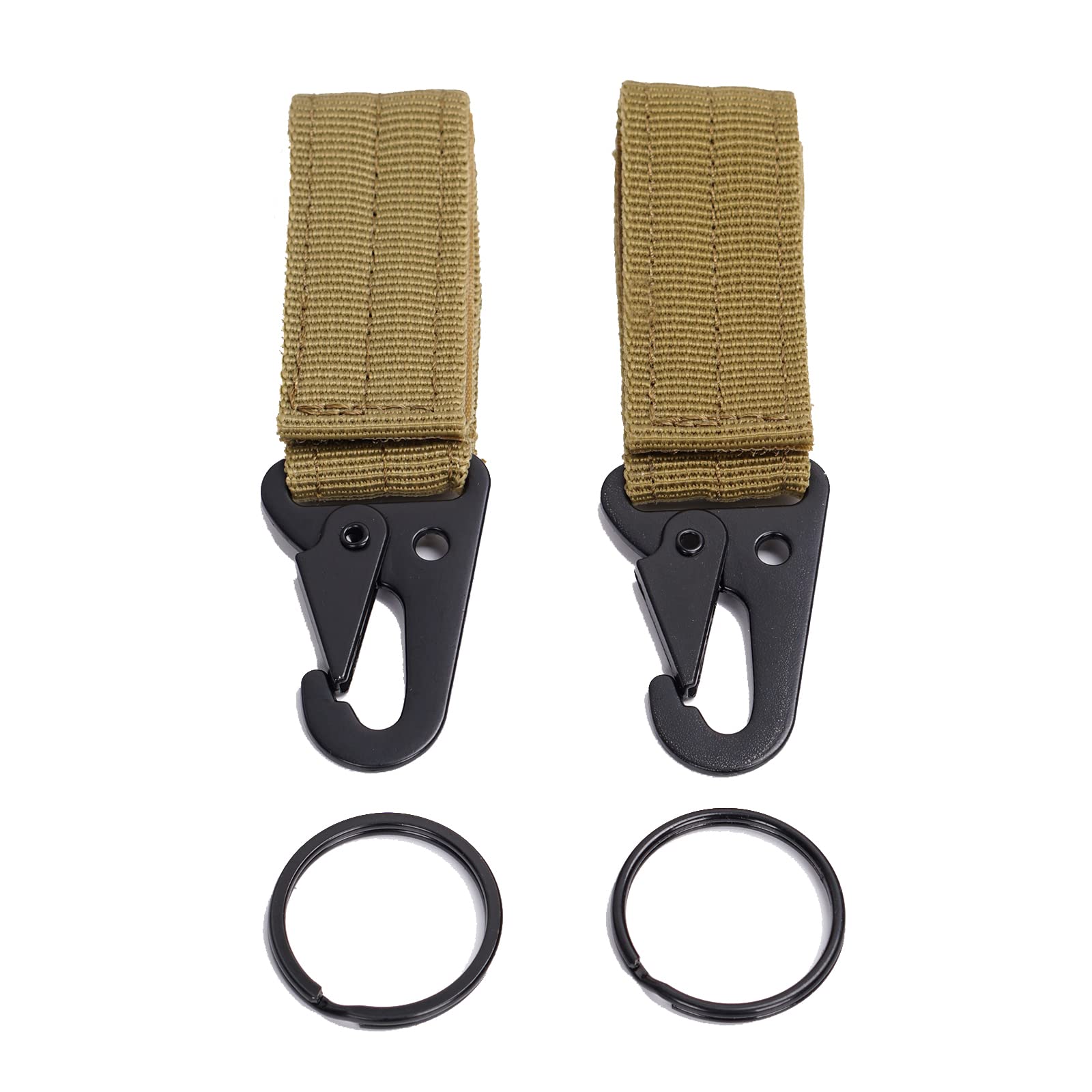 FLYAMAPIRIT Tactical Keyring Belt Clip Molle Strap Attachment Strap Hanging Carabiner Clip, khaki