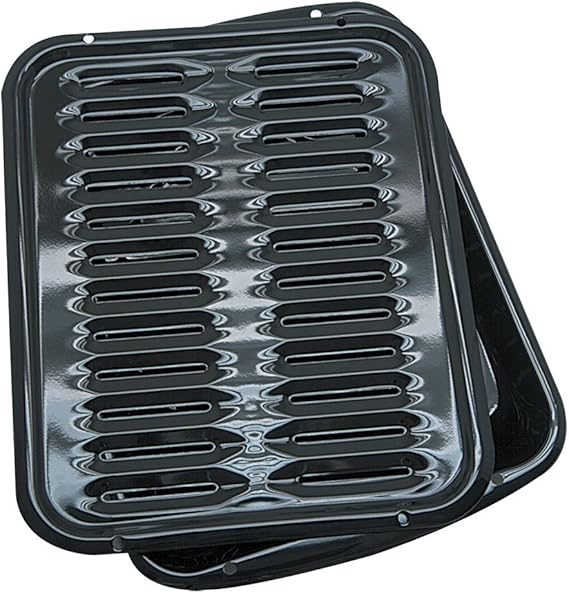 Range Kleen Broiler Pans for Ovens BP102X 2 Pc Black Porcelain Coated