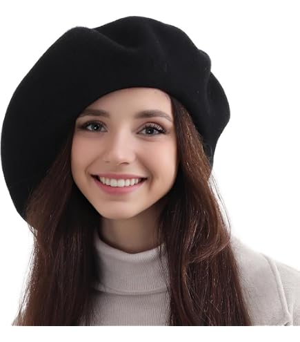 100% Wool Black Beret Hats for Women Men,Classic French Hat  display picture 3