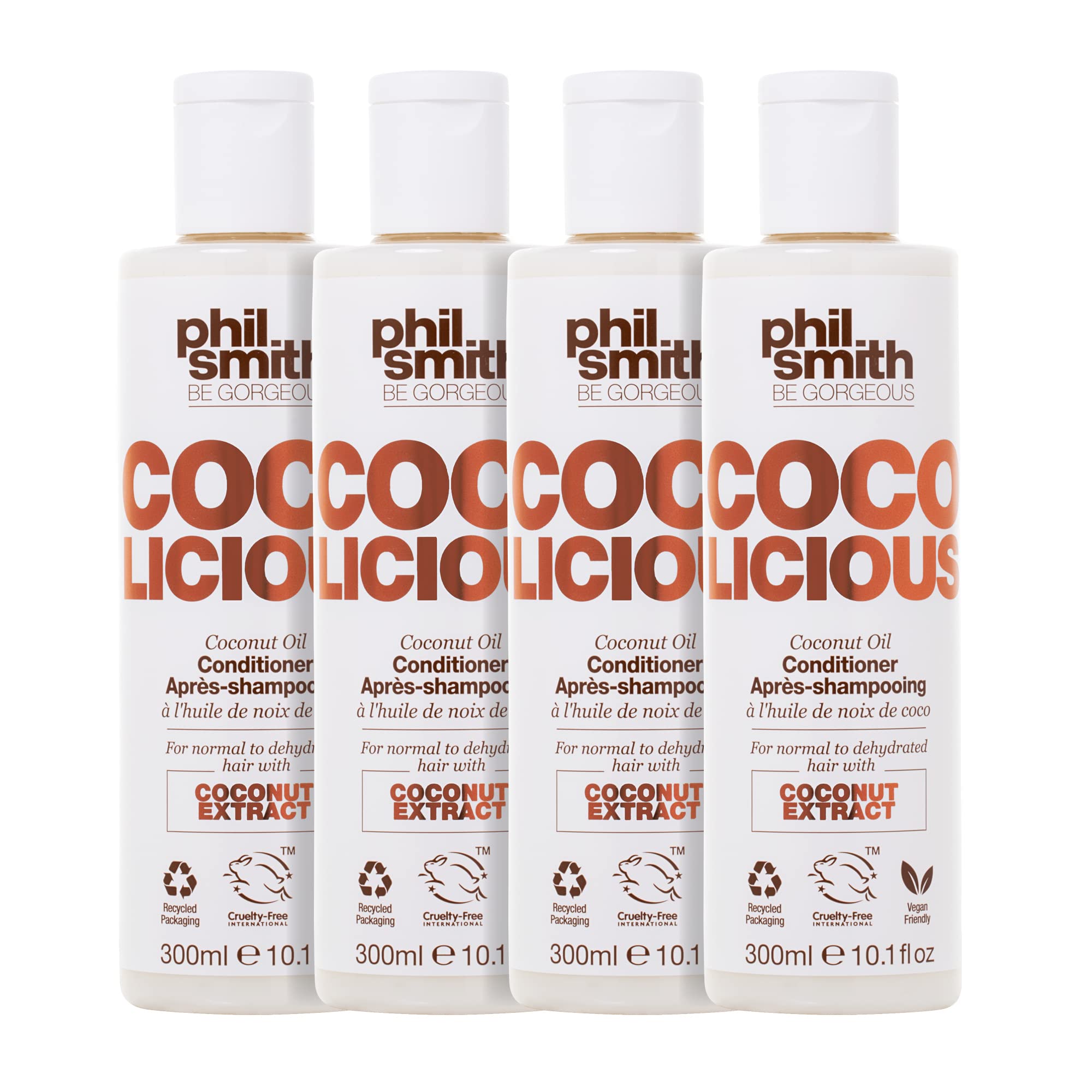 Phil Smith Be Gorgeous | Coco Licious Coconut Oil Conditioner | For Normal to Dehydrated Hair | Vegan Friendly | Silky Soft Nourishing | 300 ml | Pack of 4