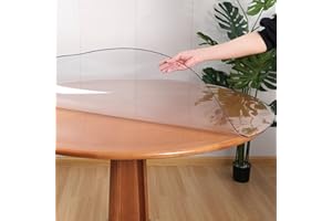 RostiKong 42 Inch Round Clear Plastic Dining Table Protector PVC Tablecloth Cover Vinyl Table Cloths Pad Waterproof Wipeable Furniture Desktop Tabletop Pad for Kitchen Room Coffee Desk Blotter Pad Mat