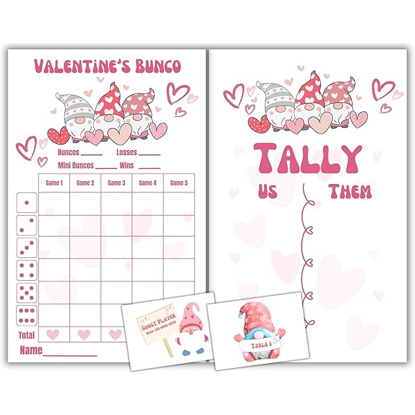 Amazon.com: BUNCO Valentine's Day theme set. Gnome Vday Themed bunco game kit includes score sheet, tally sheet, ghost player, bunco card. February themed bunco score pads. : Handmade Products amazon-com-bunco-valentine-s-day-theme-set-gnome-vday-themed-bunco-game-kit-includes-score-sheet-tally-sheet-ghost-player-bunco-card-february-themed-bunco-score-pads-handmade-products
