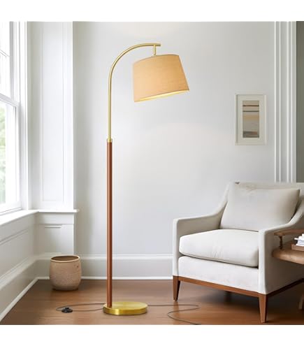 JOOFO Mid Century Modern Wood Floor Lamp with Remote, Dimmable