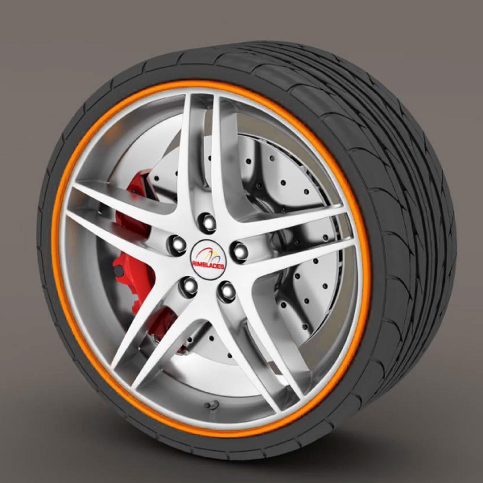 Kabis Car Rimblades Orange Color Alloy Wheel Rim Protector Tyres Tire Guard Rubber Moulding