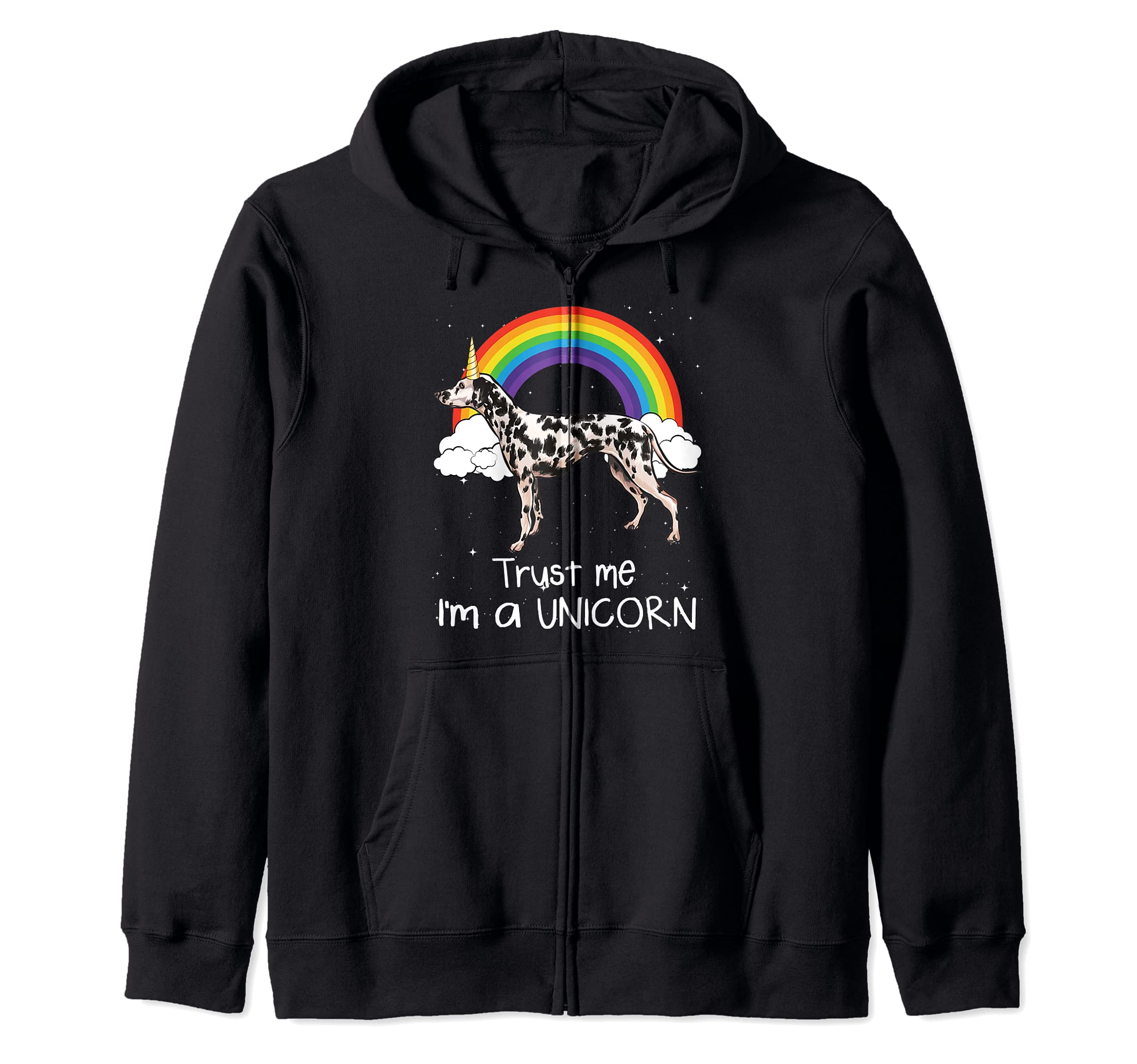 Rainbow Dalmatian Trust Me I'm A Unicorn Dog Zip Hoodie