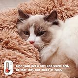 Nepfaivy Calming Donut Dog Cat Bed 15.7in Coffee Non Slip Washable view 4