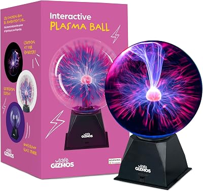 WICKED GIZMOS WG 8'' Plasma Ball Touch Sensitive Glass Lightning Sphere