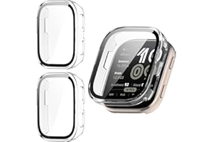 Kimiyaki 2 Pack for Amazfit Bip 6 Screen Protector Case [Full Coverage], Hard PC Bumper All-Around Protective Accessories for Amazfit Bip 6 Built-in 9H Tempered Glass Film