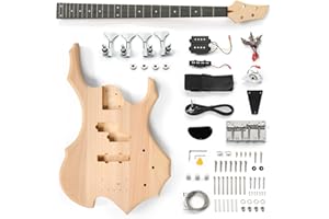 Ktaxon DIY Electric Bass Guitar with Mahogany Body, Ebony Fingerboard and Maple Neck, All Components Included Build Your Own Electric Guitar(FLAME)