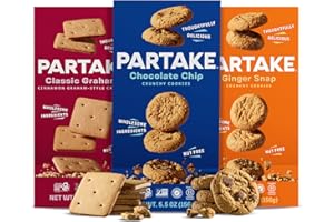 PARTAKE FOODS Gluten Free Partake Crunchy Cookies Variety Pack (Chocolate Chip, Ginger Snap, Classic Graham Cracker) - Vegan - Free From the Top 9 Allergens Including Dairy, Wheat, Soy, Eggs, & Peanuts - Non GMO - Safe School & Office Snack (3 Pack, 5.5oz Boxes)