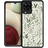 kiritfox Case Compatible with Samsung Galaxy A12,Dustproof Full-Body for Girl Women,Vintage Sage Green Floral Pattern