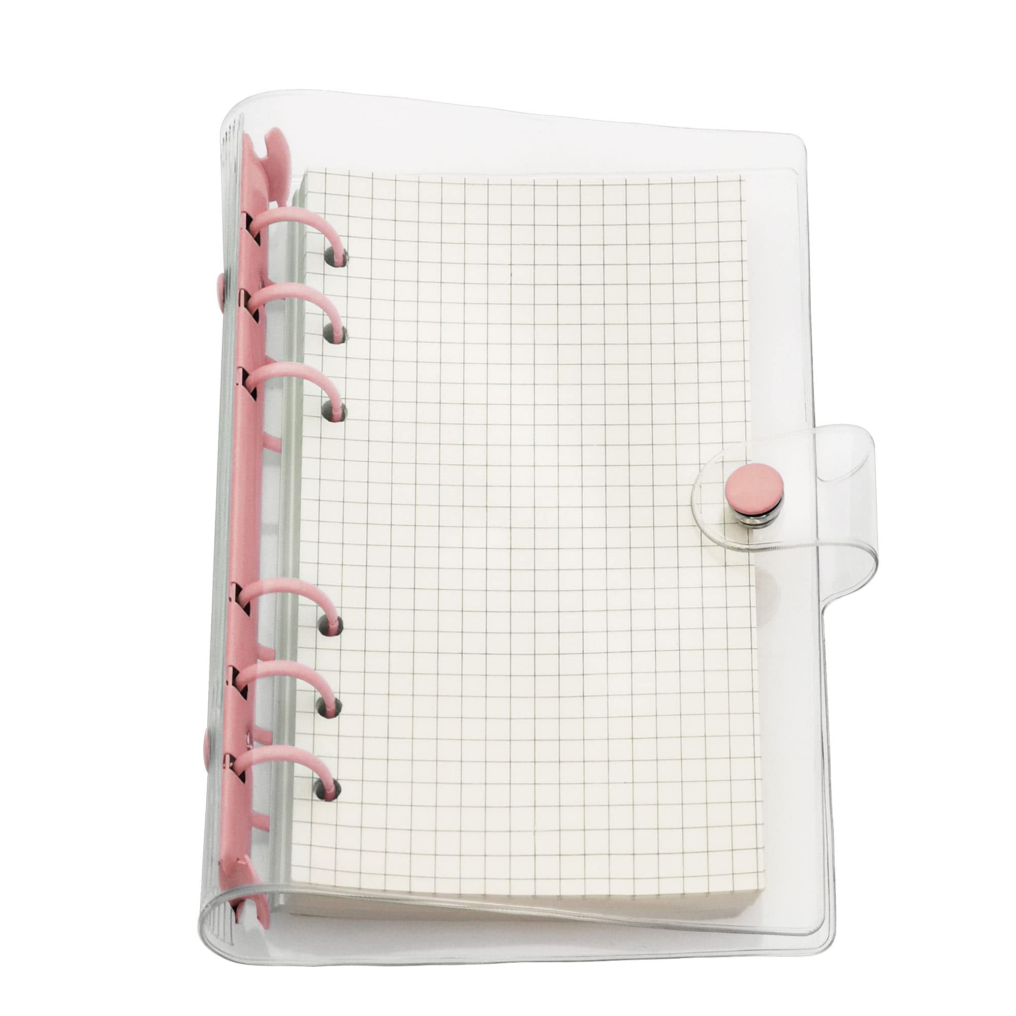 A6 A5 6-Holes Colorful PVC Cover Round Ring View Binder with Snap Button Closure File Folder (Sugar Coral, A6 mini Set)