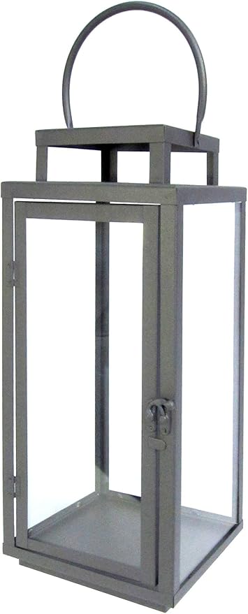 Bodenlaterne Aus Metall Laterne Lampe Garten Deko Modern Design Eckig Grau 20x20xh59 Cm Amazon De Garten