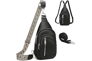 MYHOZEE Sling Bag Crossbody Backpack Purse - 2 in 1 Leather Cross Body Bag Fanny Pack with 2 Removable Strap Large Chest Shoulder Bag