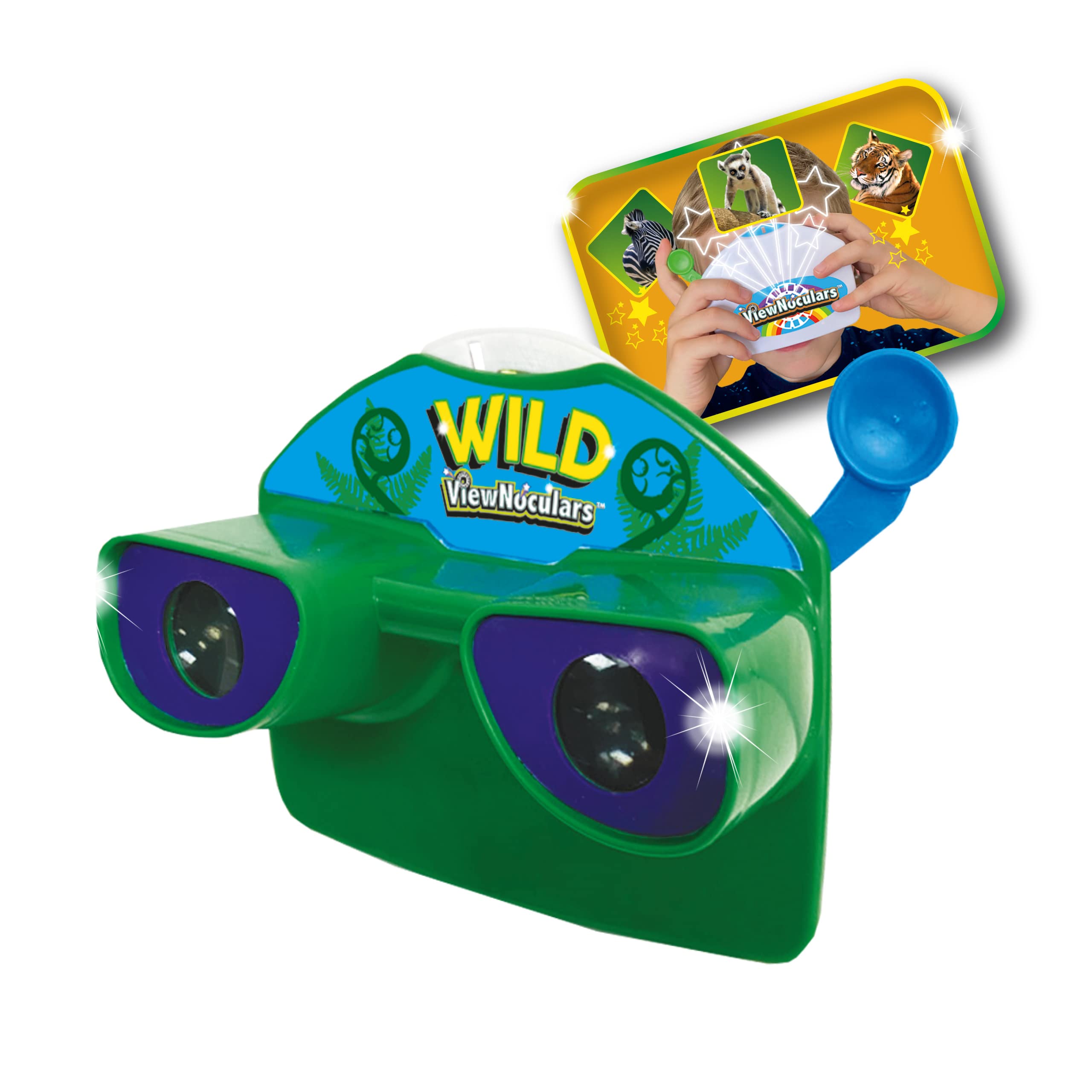 Deluxebase ViewNoculars 3D Reel Viewer Binoculars - Wild Educational Kids Toys with 8 Jungle Animal Views, Battery-Free Retro Viewers Animal Toys for Kids of All Ages