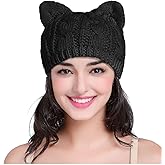 v28 Women Men Girls Boys Teens Cute Cat Ear Knit Cable Rib Hat Cap Beanie