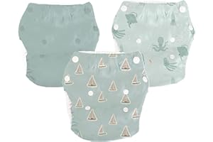 LA PETITE OURSE One Size Reusable Swim Diapers – Adjustable, Washable & Leakproof – Baby Swimming Diapers for Boys & Girls (1