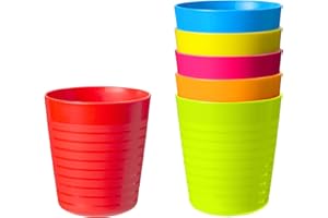 PLASKIDY Kids Cups - Set of 6 Toddler Plastic Cups 8 Oz - Children's Drinking Tumbler Cups - Reusable Kids Plastic Cups BPA FREE/Dishwasher Safe Unbreakable Cups for Kids & Toddlers