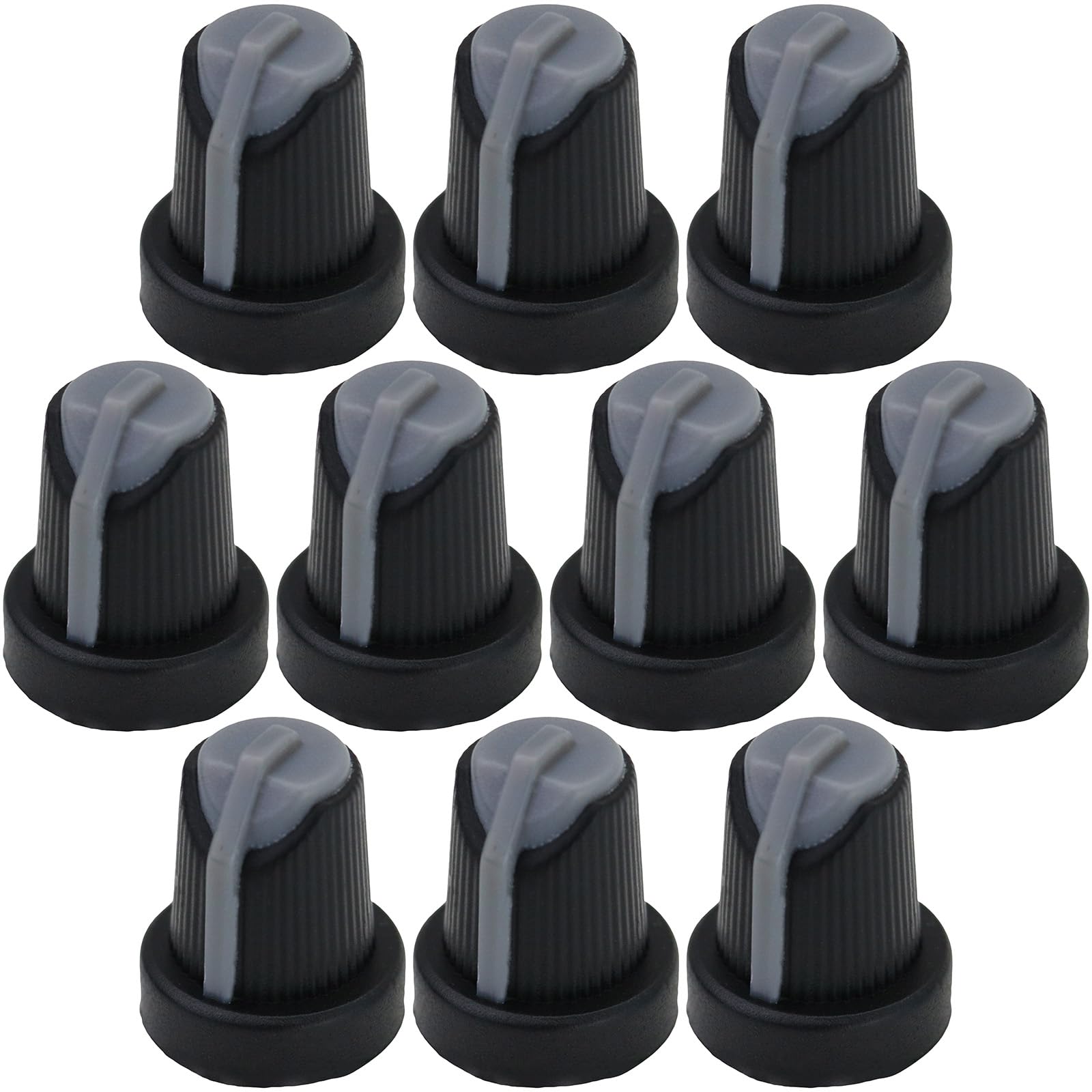 6mm Splined Hole AG5 Black Body Plastic Colour Indicator Control Knob Pack of 10 (Grey) — image 1