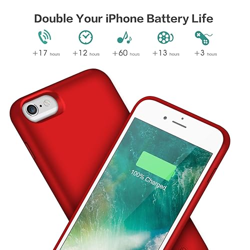 Pxwaxpy Battery Case for iPhone 6S 6000mAh Rechargeable Charging