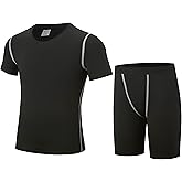 DANI CHINS Boys Compression Shirt And Shorts Set Quick Dry Base Layer Undershirt Underwear for Sports Running