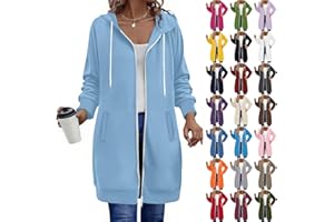 GOHRSHA Long Hoodies for Women Full Zip Up Pullover Tunic Sweatshirts with Pockets Trendy Fall Winter Clothes Y2K
